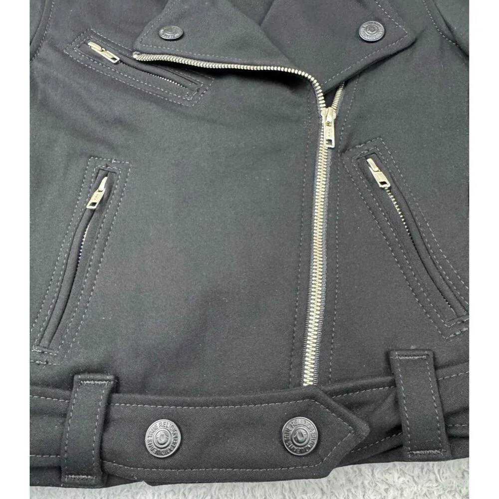 True Religion Womens S Black "Store Sample" Biker Jacket 90s Y2K Gothic Skater - Picture 7 of 14